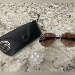 Ray-Ban Gold and Brown Aviator Sunglasses